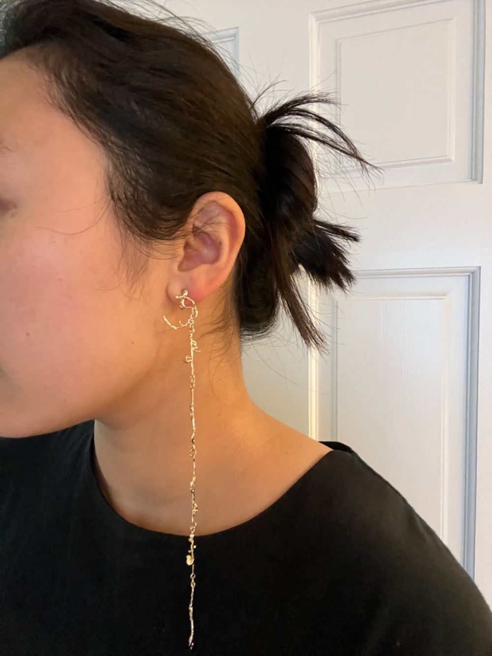 Lemaire Style Rose Vine Drop Clip-on Earrings - Picture 3 of 3